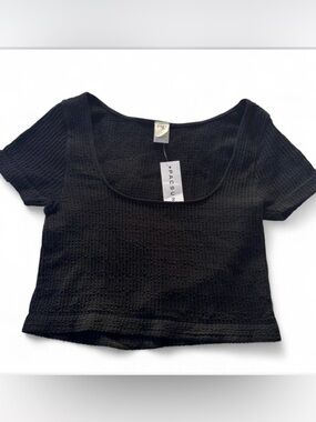 PacSun Black Waffle Knit Crop Top